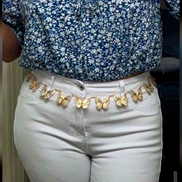 ButterflyMetallic Gold Rhinestone Belt - Picture 4 of 7
